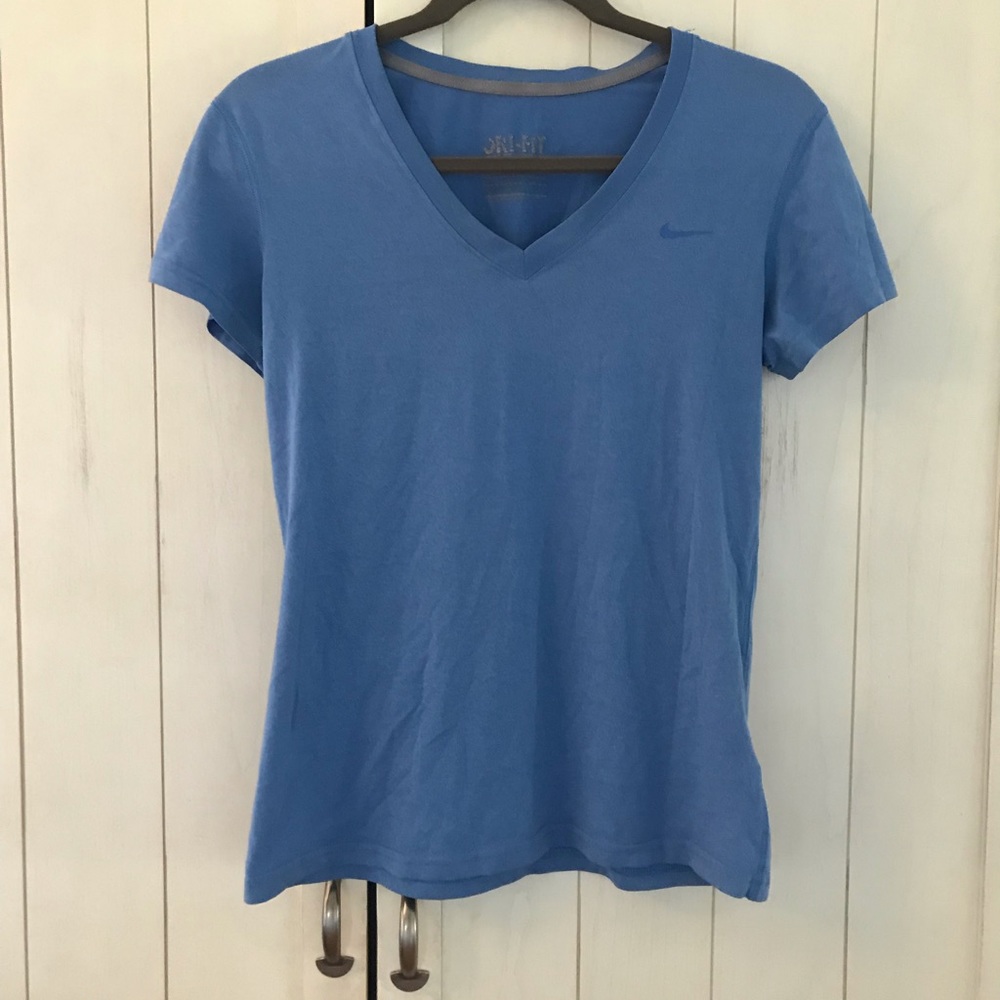 Blue Nike Dri-Fit short-sleeve workout shirt
